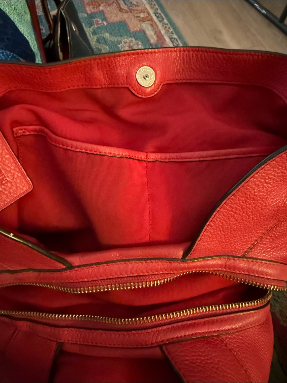 Coach Red Pebble Leather Shoulder Bag with Silver Hardware - Picture 4 of 10